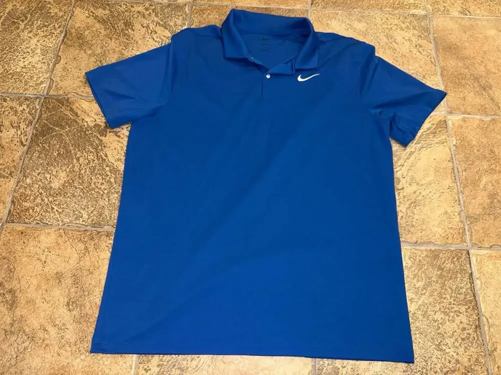 Nike Men's Dri-FIT Solid Blue Short Sleeve Golf Polo Shirt